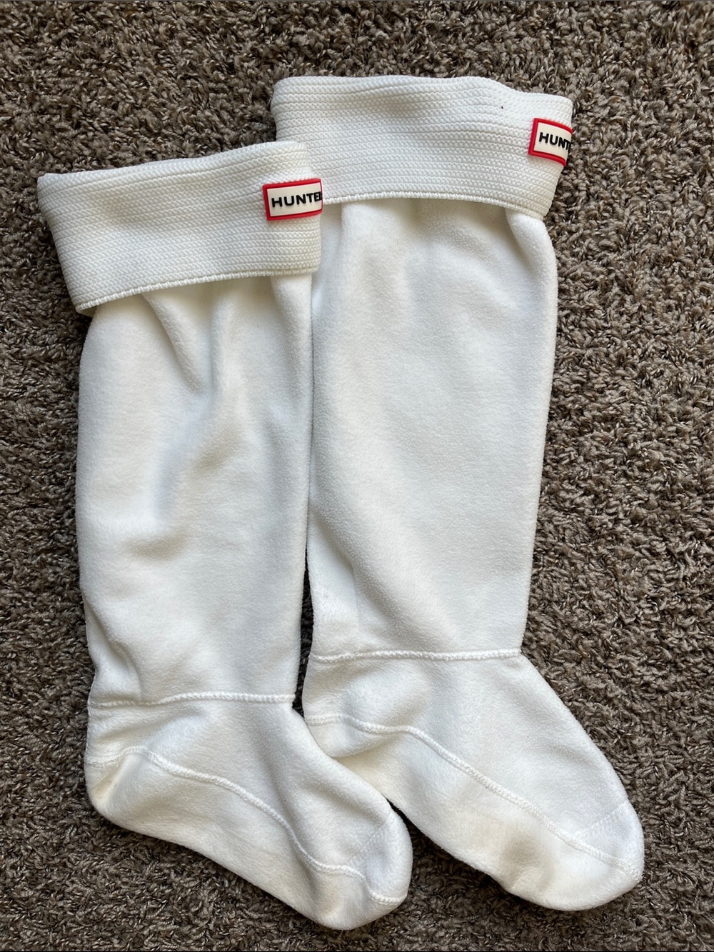 Hunter White Boot Sock Liners with Red Branded Patch